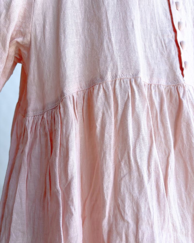 French Linen Dress in Pink