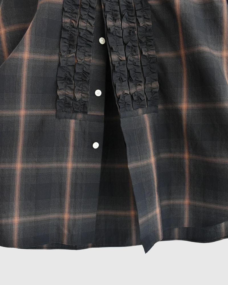 DORIS-W Frill Blouse in BrownCheck