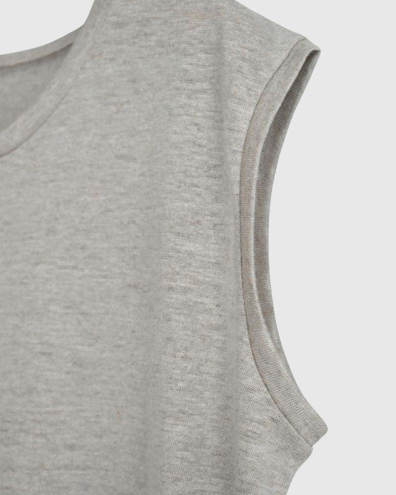 Crewneck Sleeveless T-Shirt in Natural
