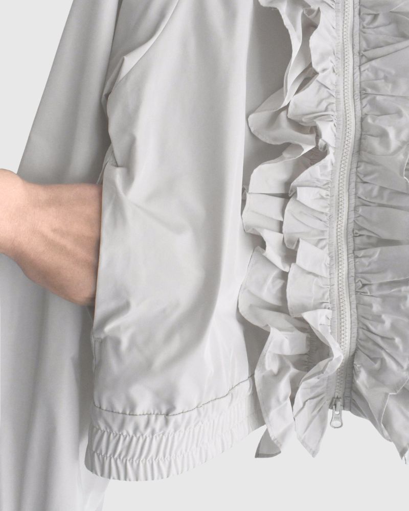 Front Frill Zip-Up Jumper in IceGray