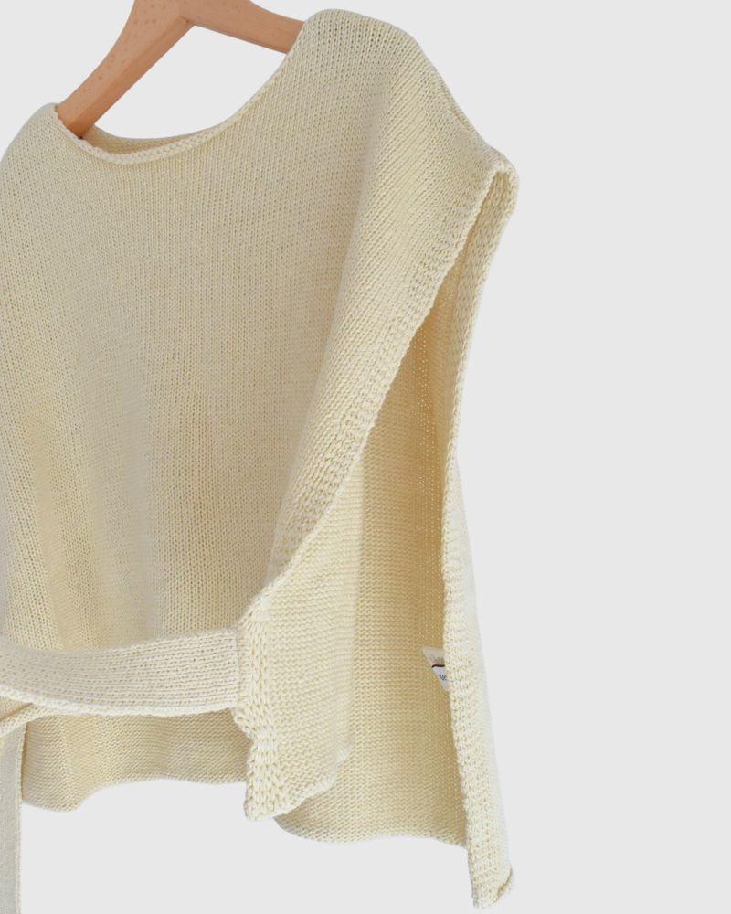 Ribbon knit vest in Ivory
