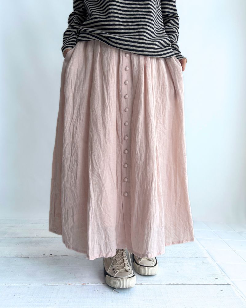 French Linen Skirt in Pink