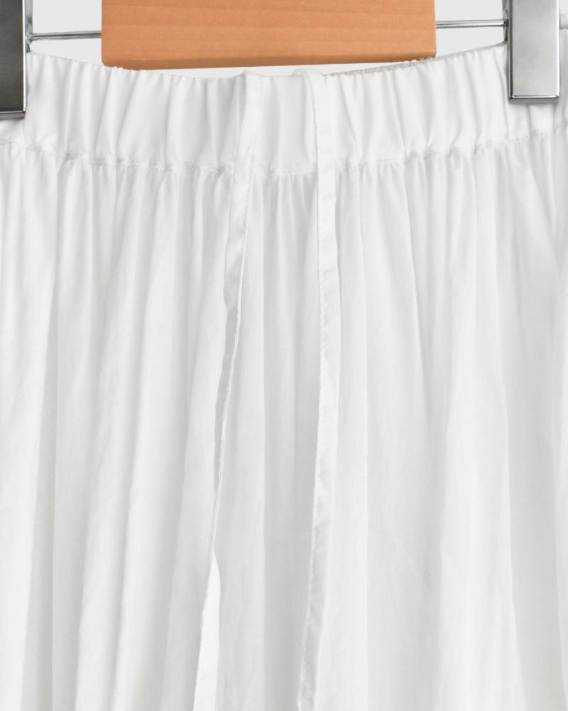 Tiered Gathered Cotton Skirt in White