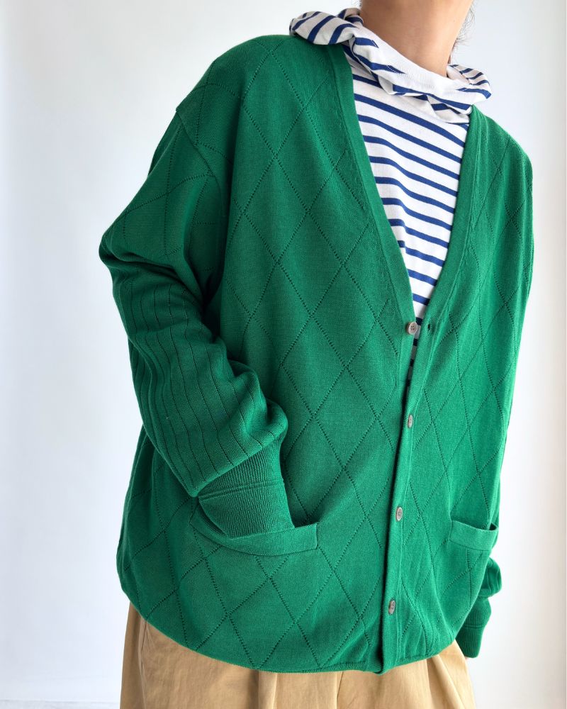 Openwork knit cardigan 'EMILY' in Green