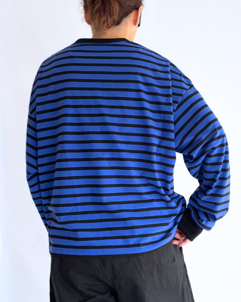 Taco Cotton Striped Long Sleeve T-Shirt Royal in Navy/Black