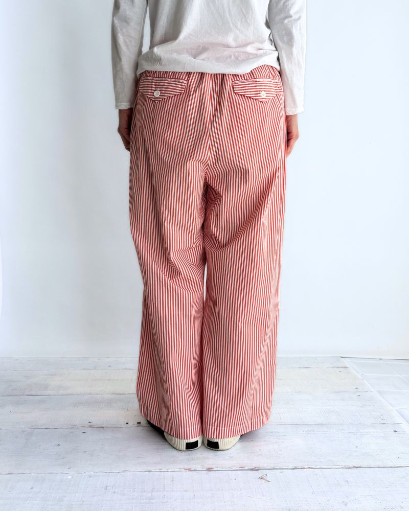 POPLIN STRIPE EASY PANTS in OrangeStripe