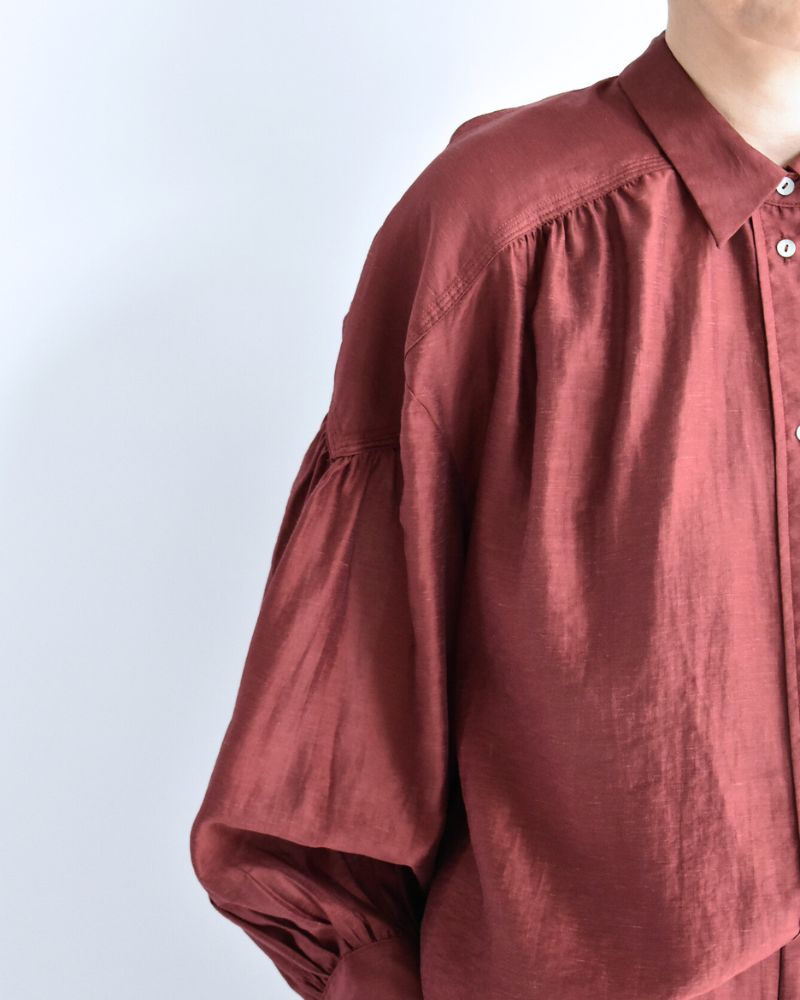 Sheer Volume Blouse in RedBrown