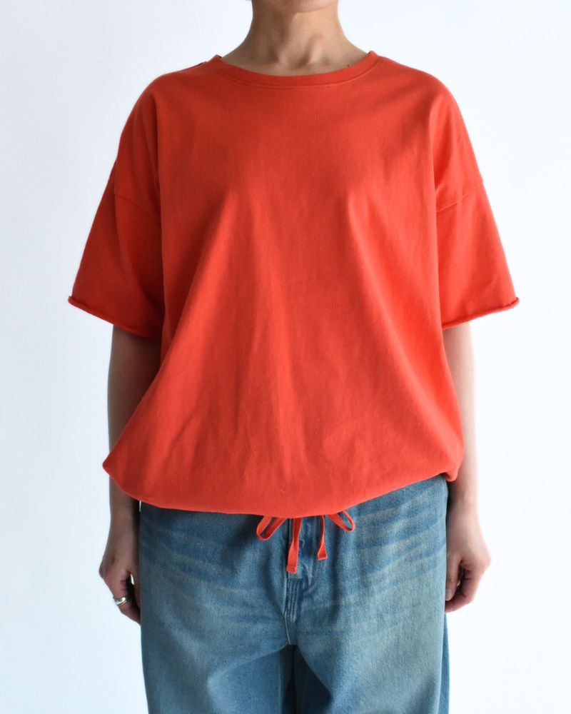 Half-Sleeve Drawstring T-shirt in Orange