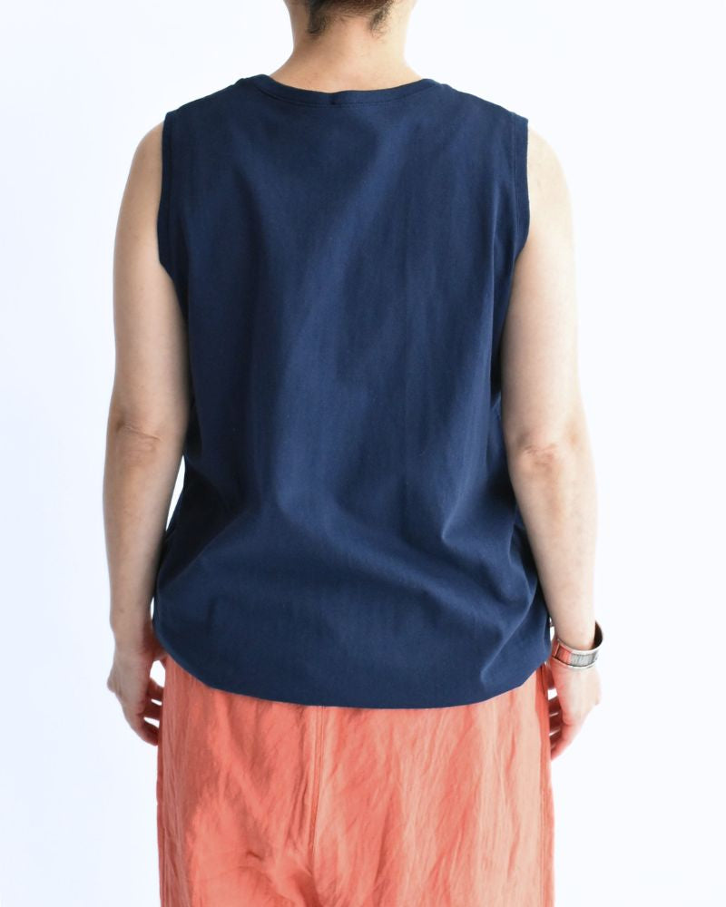 Sleeveless Drawstring T-shirt Navy