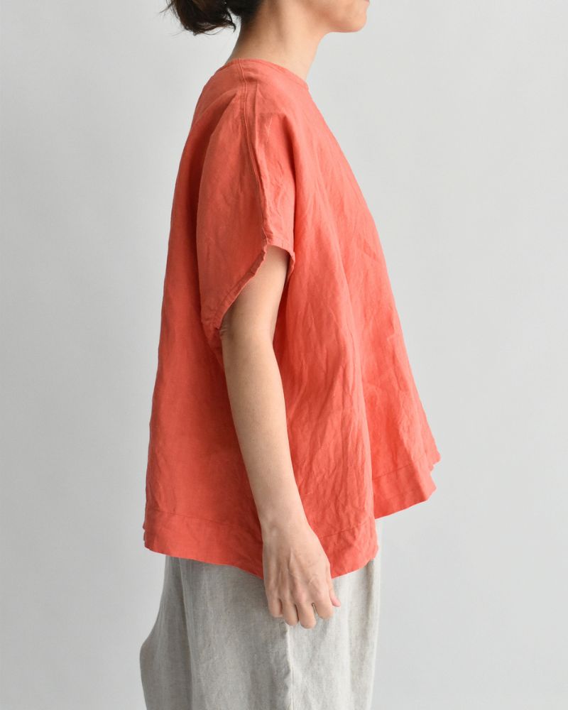 French Linen Pullover in Orange