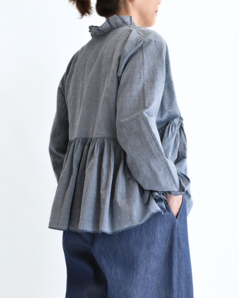 Frill Cache-coeur Shirt in Blue