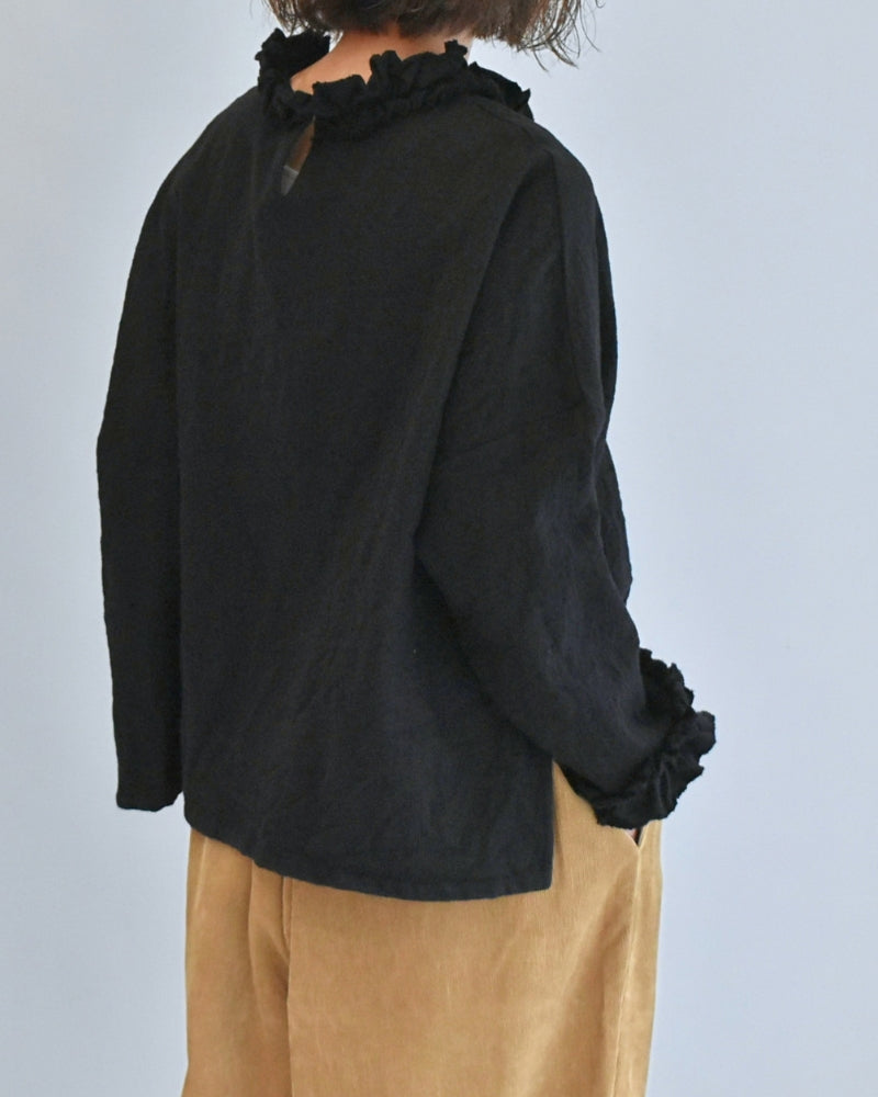 Wool Box Pullover in Black
