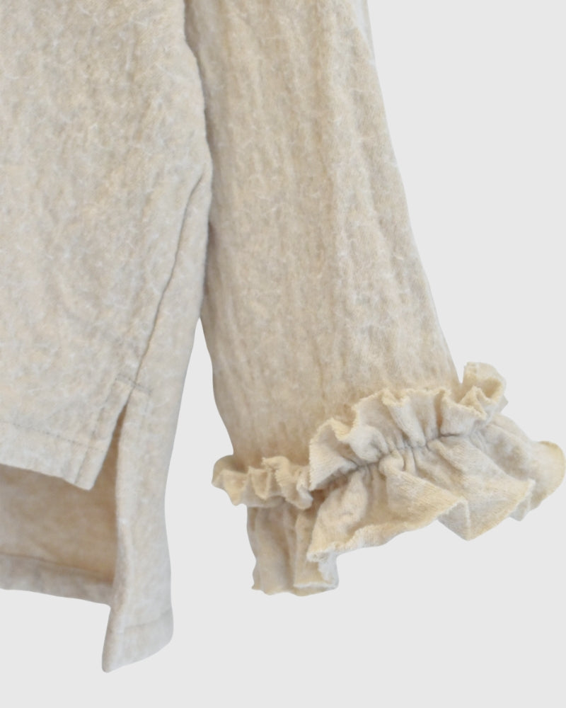 Wool Box Pullover in Beige
