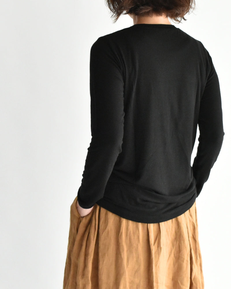 Sheer Jersey Crewneck in Black