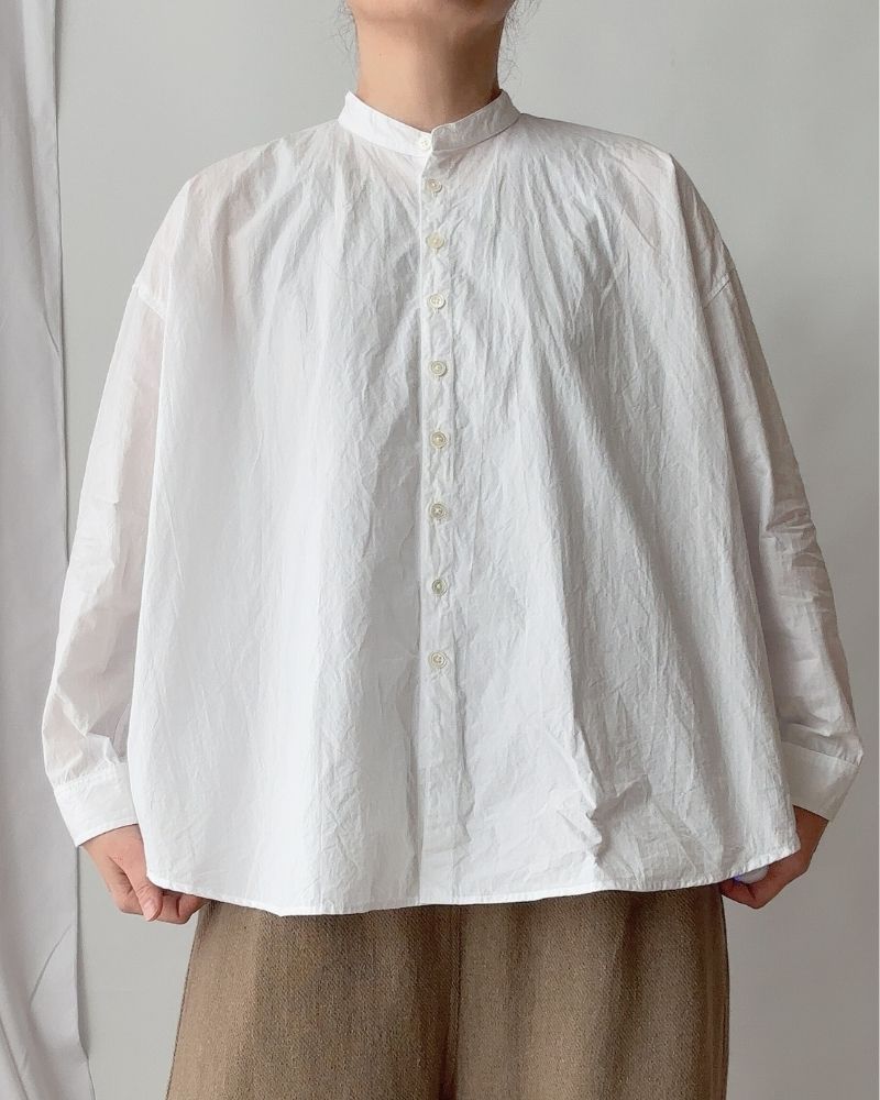 BAND COLLAR BIG SHIRT in White