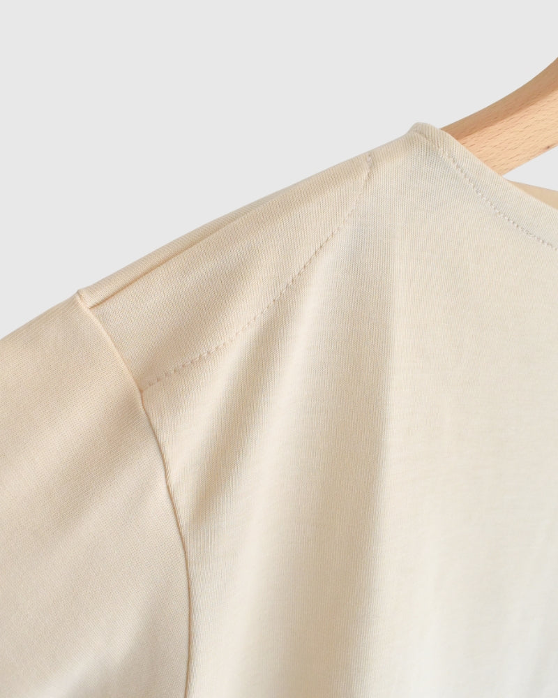 Giza Cotton Basque T-Shirt in Ivory