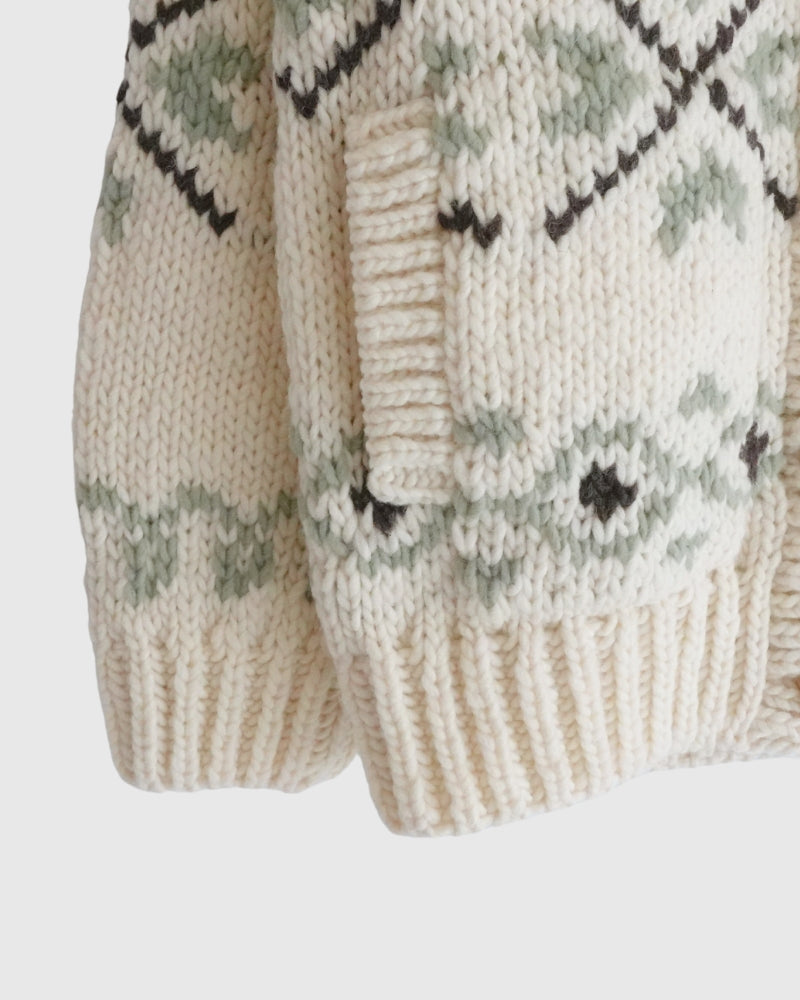 Wool Hand Knit Cardigan in White