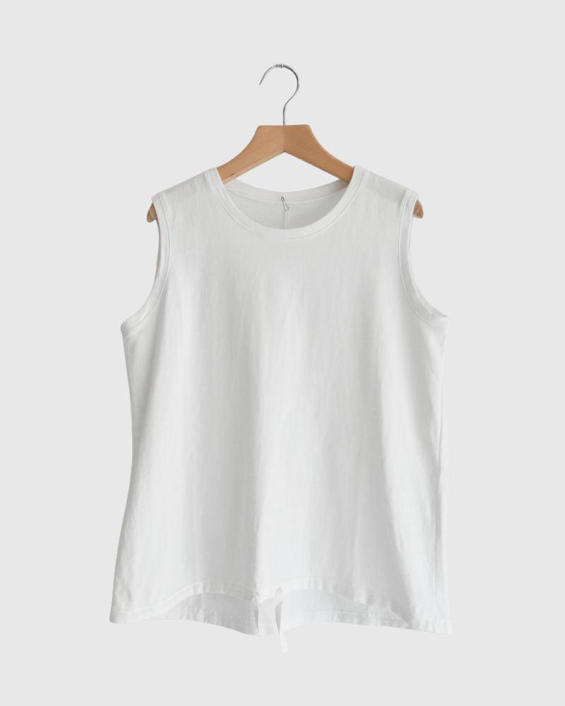 Sleeveless Drawstring T-shirt White