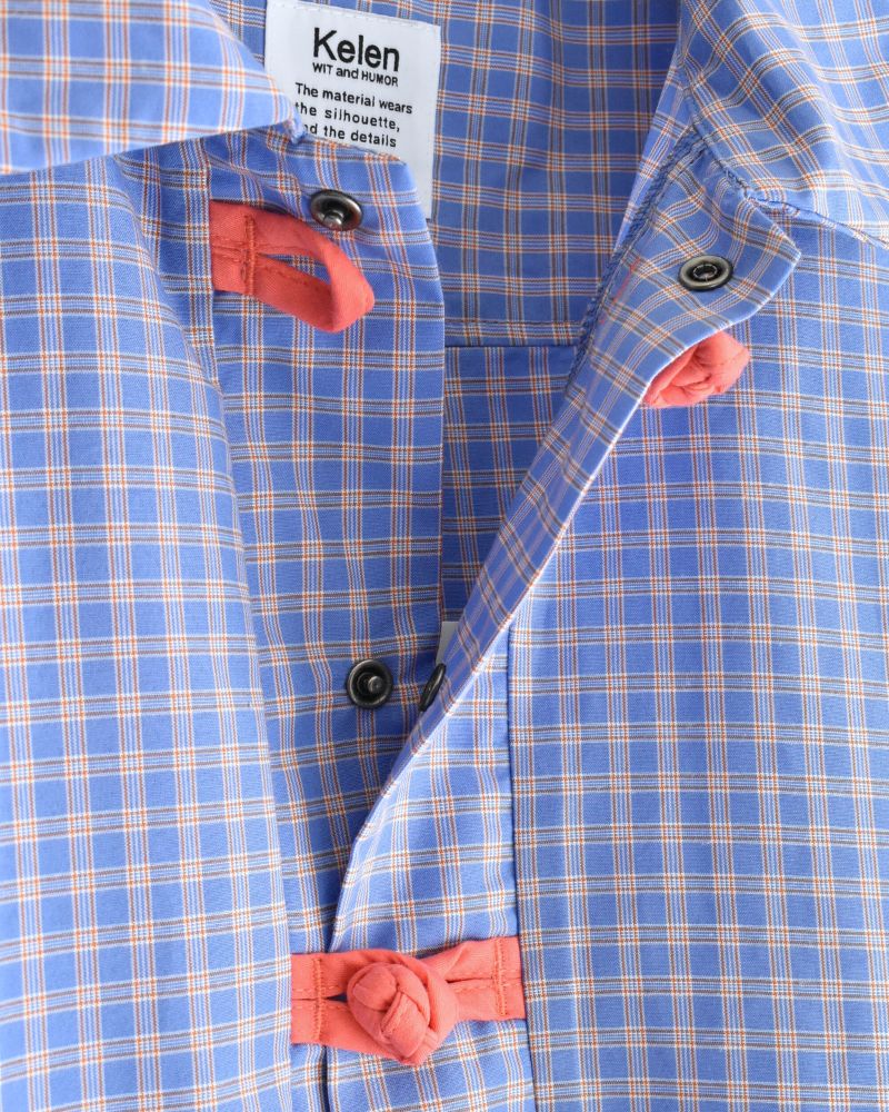 Chinese Button Check Shirt 'BRETON' in Blue