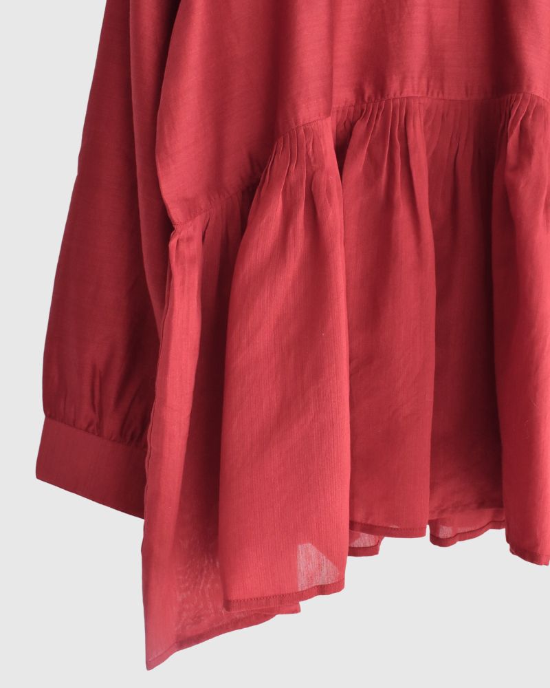 RAHASTHAN TUCK GATHERED PULLOVER in Red