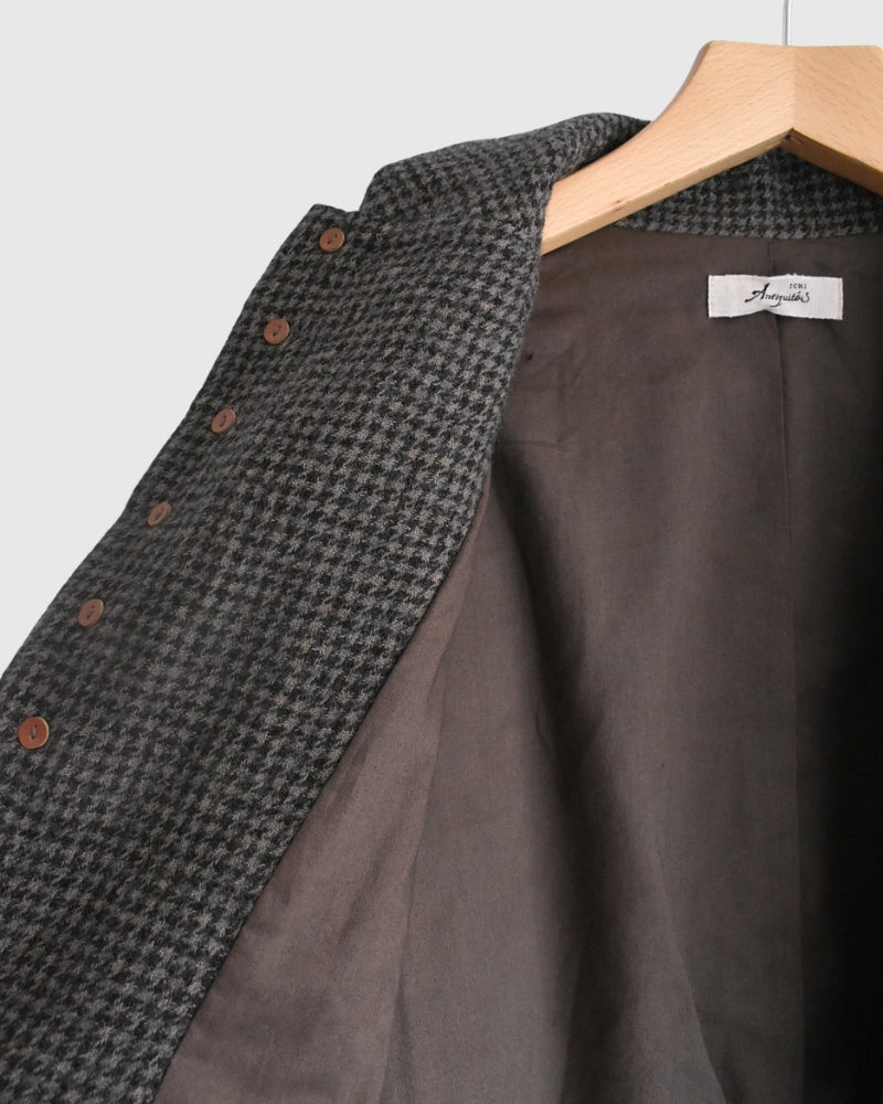Wool Gauze Houndstooth Jacket in Mocha