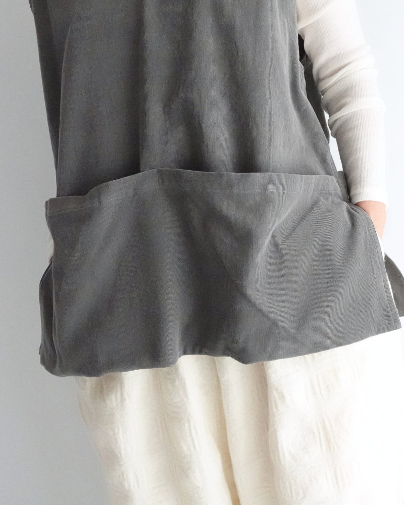 Work Pullover Vest (Corduroy) in Gray