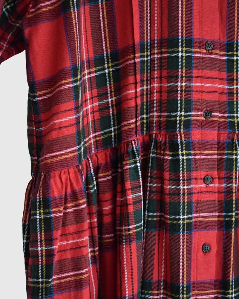 Indigo Tartan Foundation Shirt Dress in Red
