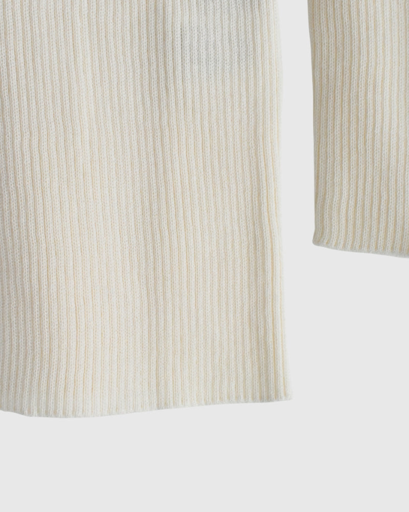 JAPAN WHOLEGARMENT Rib Knit Pullover in Ivory