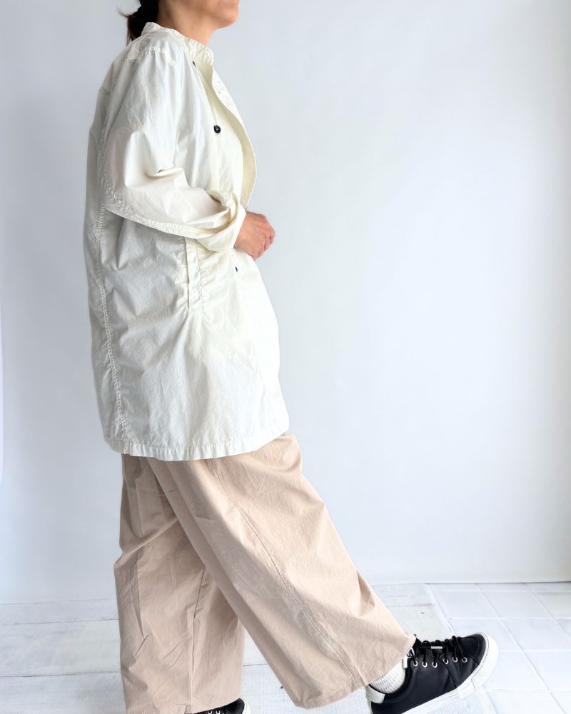 60s COTTON POPLIN OVERDYE STAND COLLAR DOUBLE BREAST JACKET in White