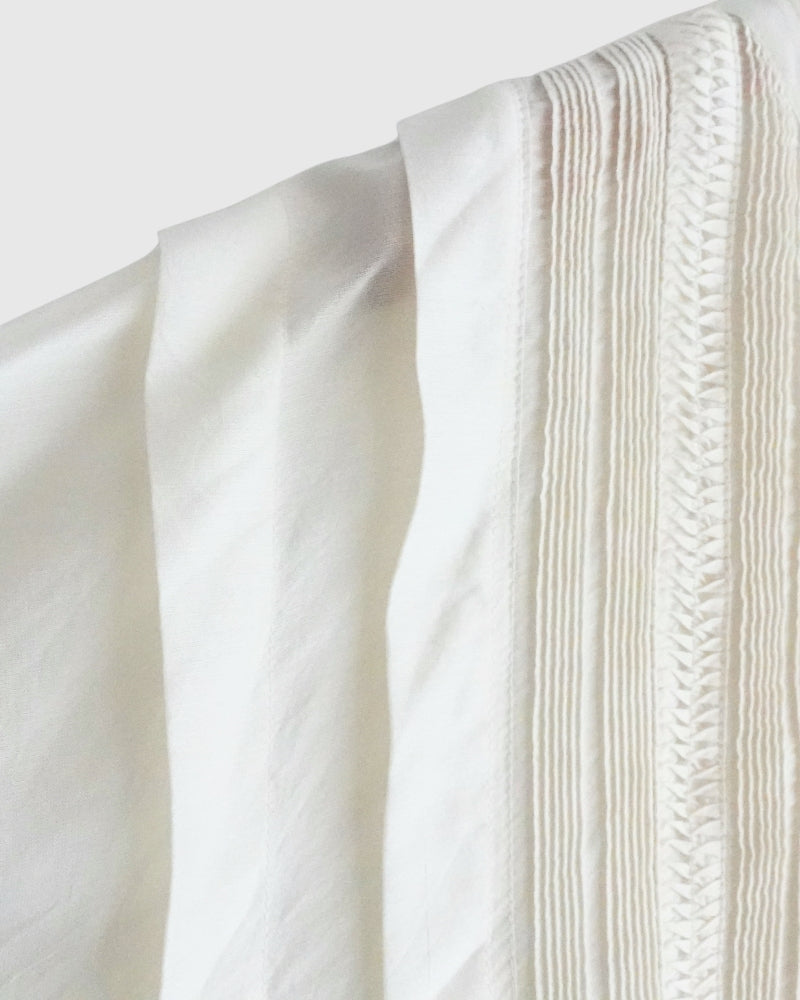 Airy Pintuck Lace Blouse in OffWhite