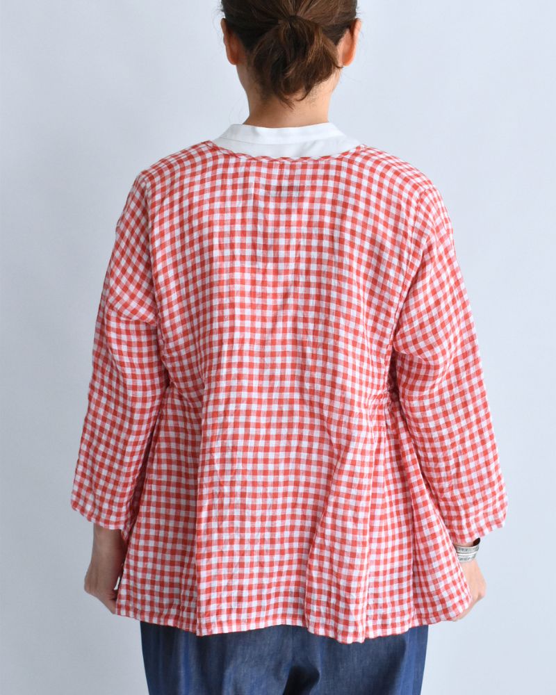 Gingham Check Cache-coeur Blouse in RedCheck