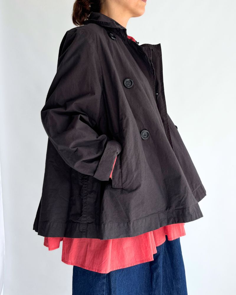 Double Button Short Coat in CharcoalGray