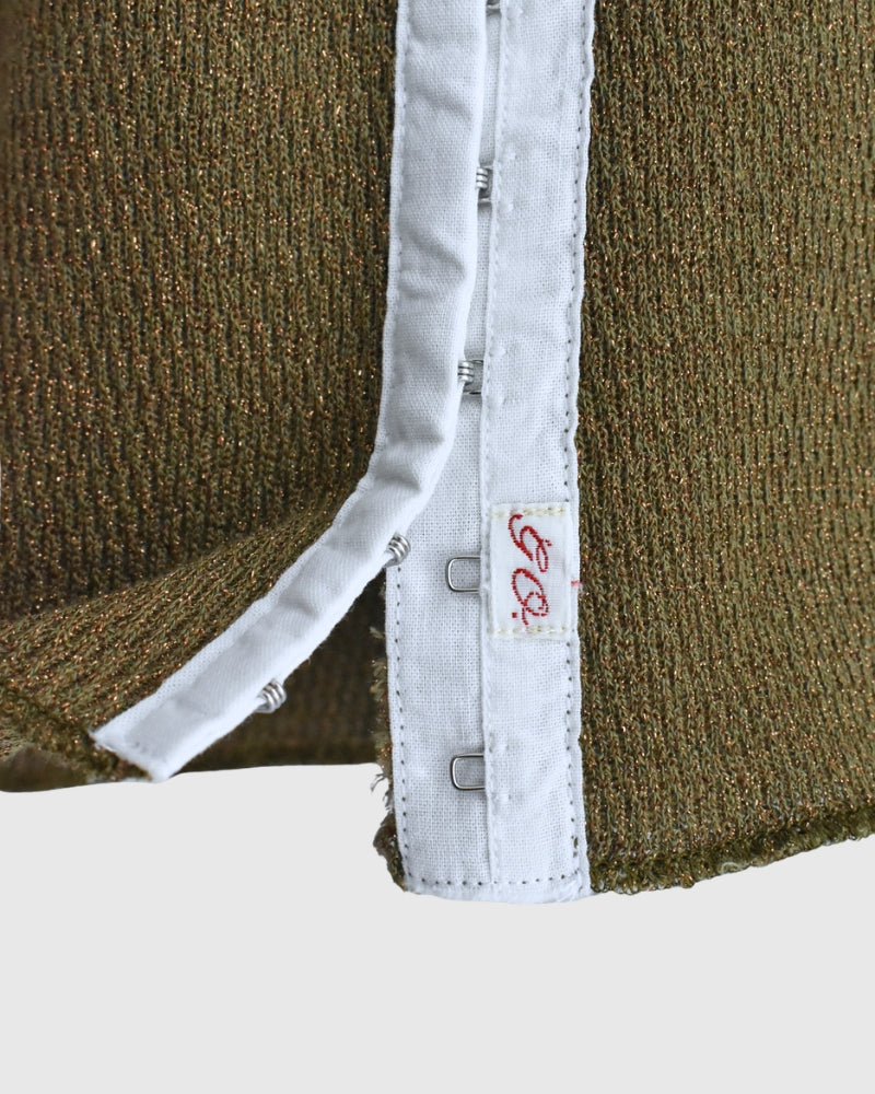 Lame Thermal Remake Cardigan in Khaki