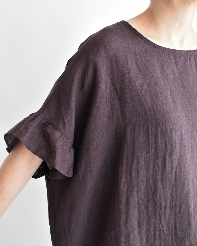 Frill Top Blouse in Brown
