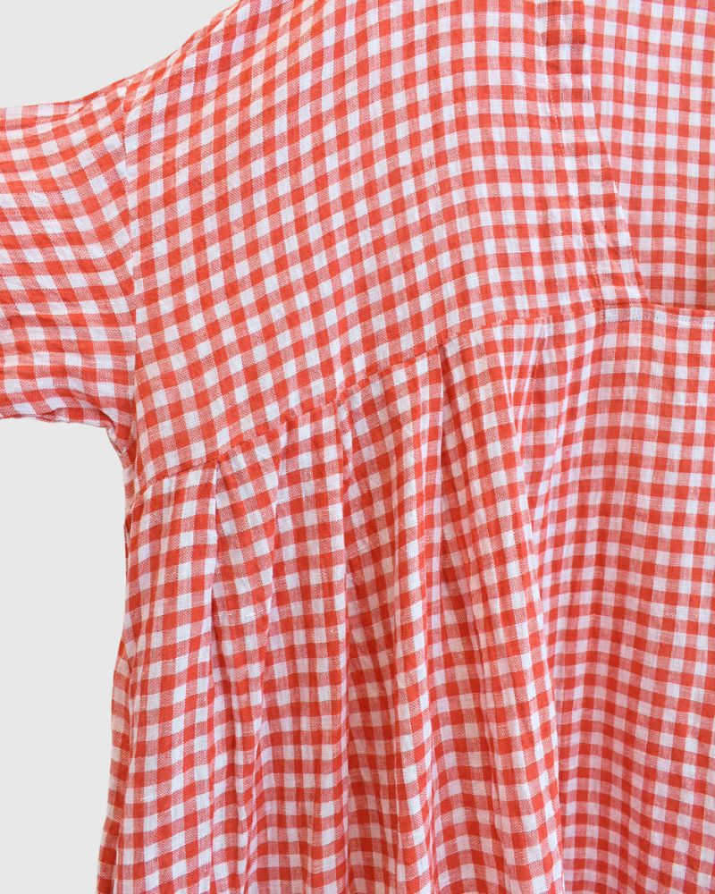 Gingham Check Linen Dress in RedCheck