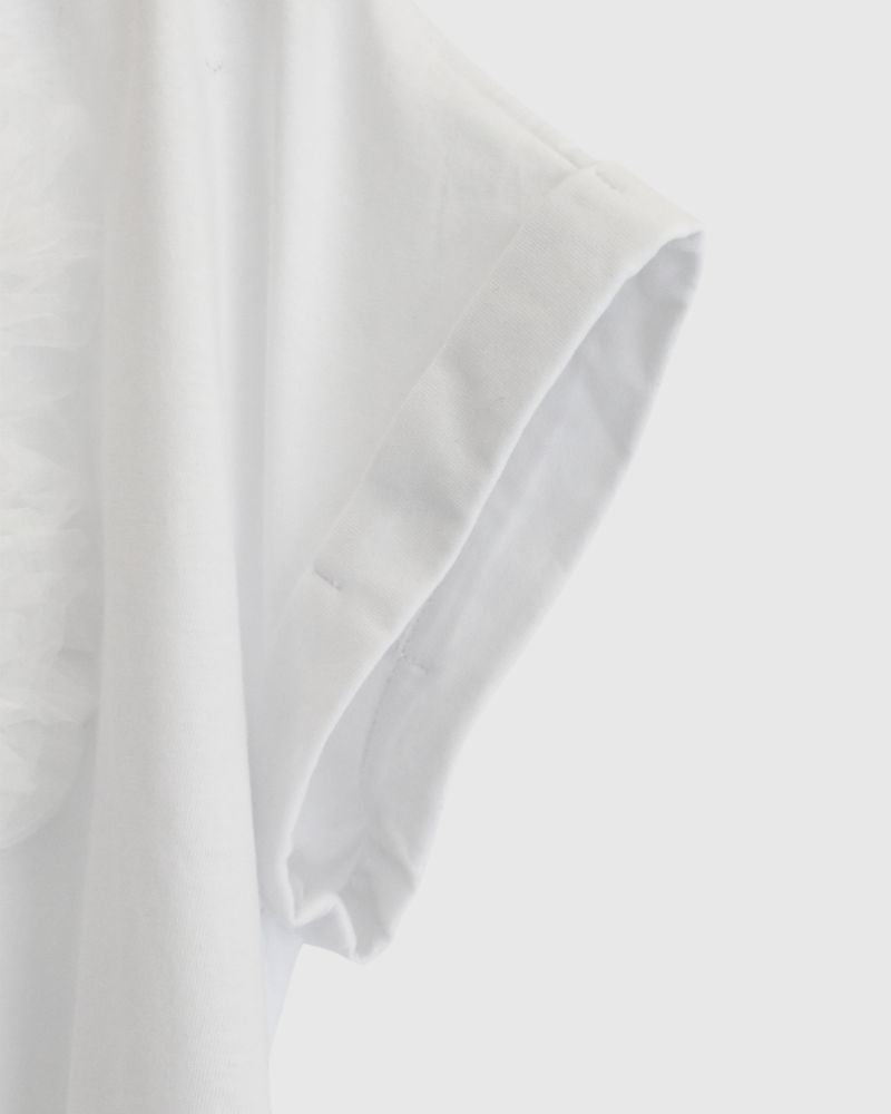 Tulle Embroidered Cotton Jersey Pullover 'NATTI' in OffWhite