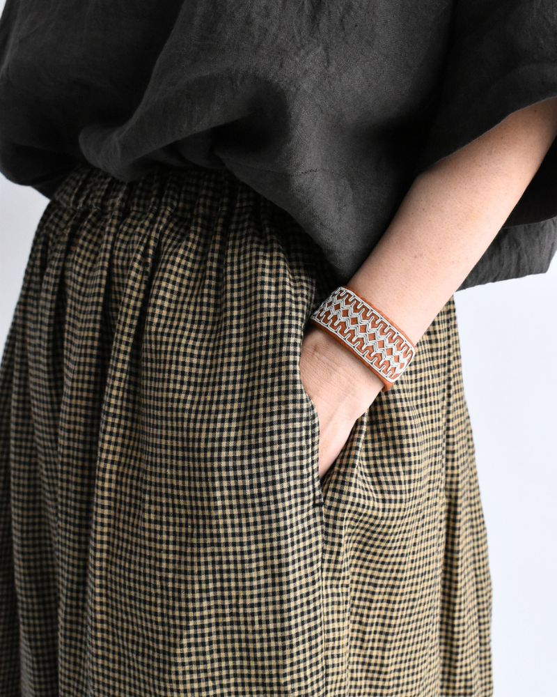 Wide Cocoon Gathered Pants in Camel/Black