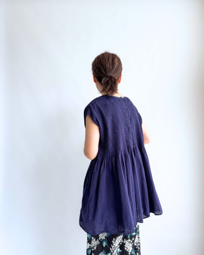 CREW-NECK F/SL SHIRT WITH PINTUCK in DarkPurple