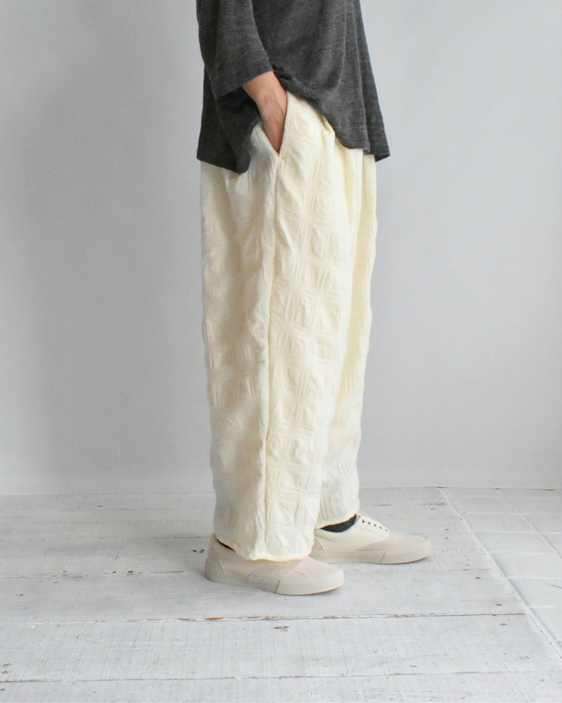 Wool Check Pants in Ivory