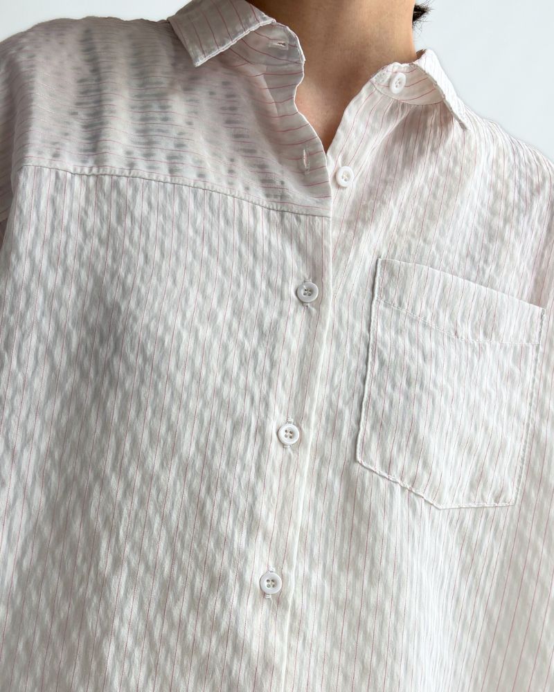 Sheer Striped Shirt 'TESSA' in OffWhite