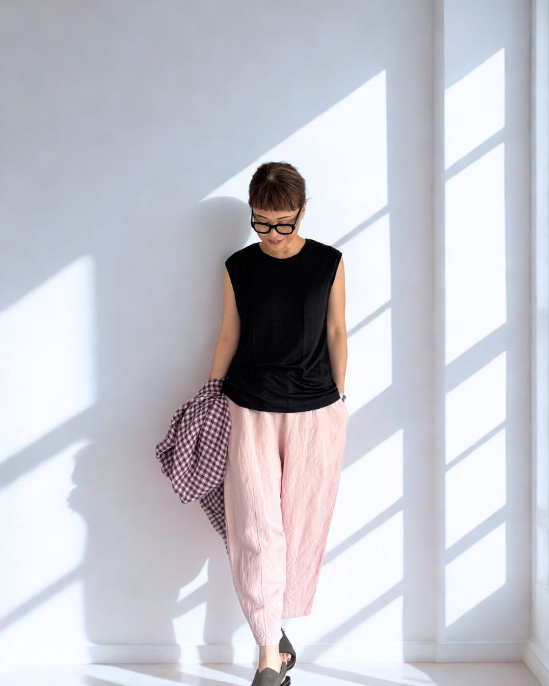 Linen Tank Top in Black