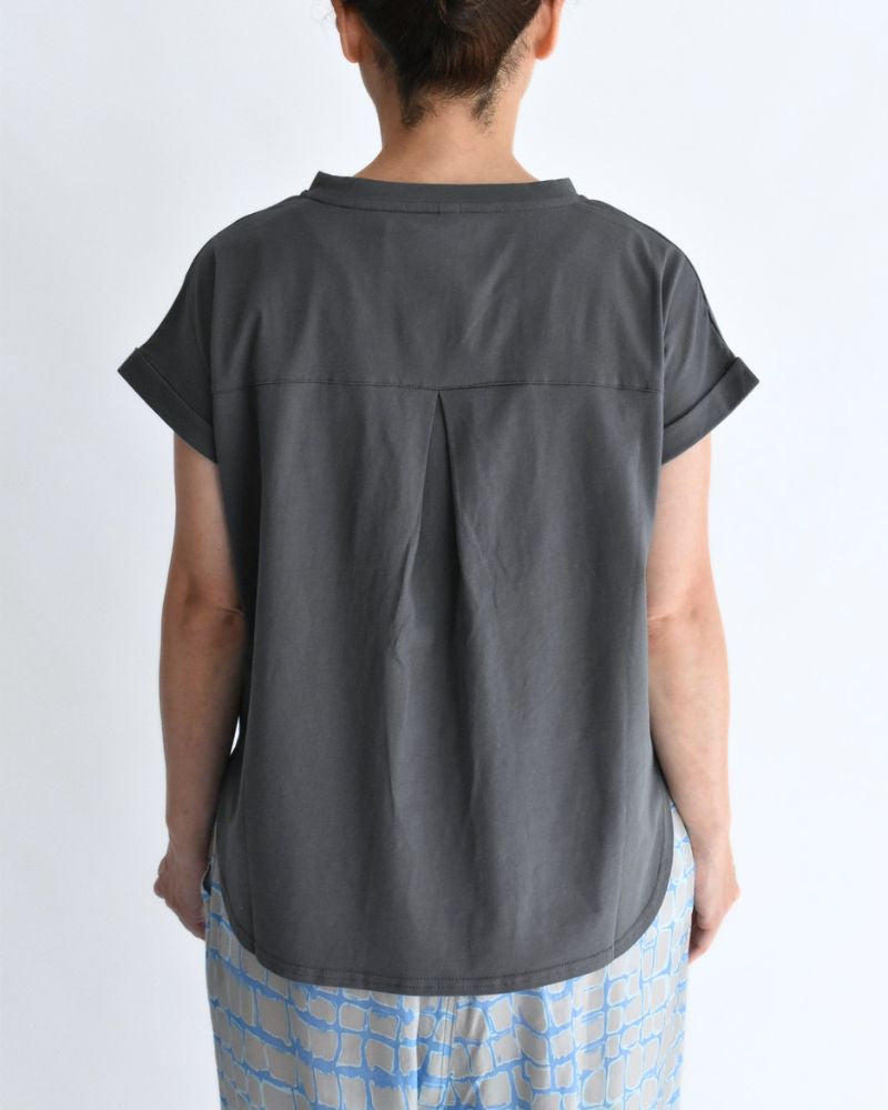 Tulle Embroidered Cotton Jersey Pullover 'NATTI' in Charcoal