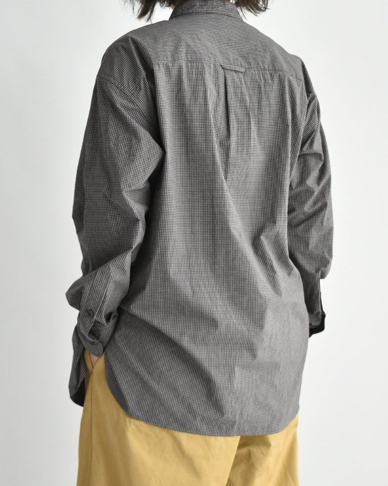 Utility Band Collar Shirt in BrownGingham