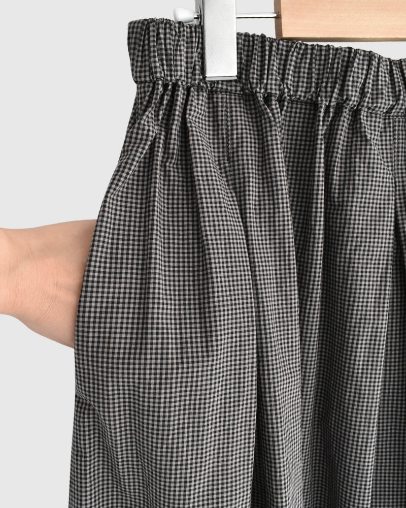 Easy Tuck Skirt in BrownGingham