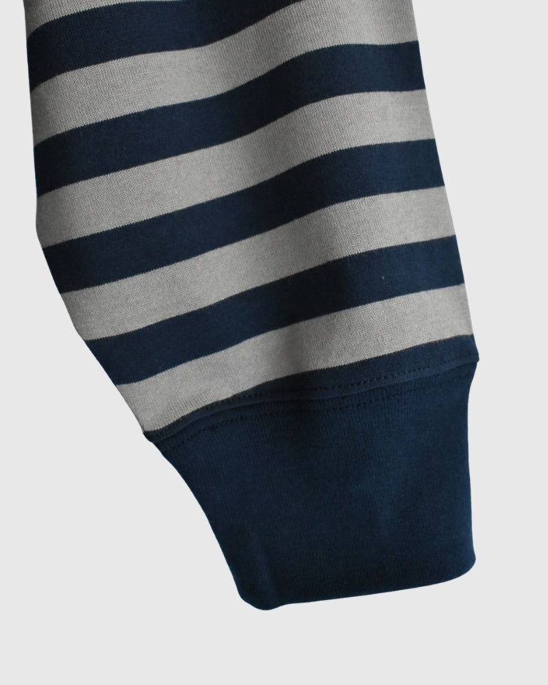 Tuck Cocoon T-Shirt in Gray/Navy Border