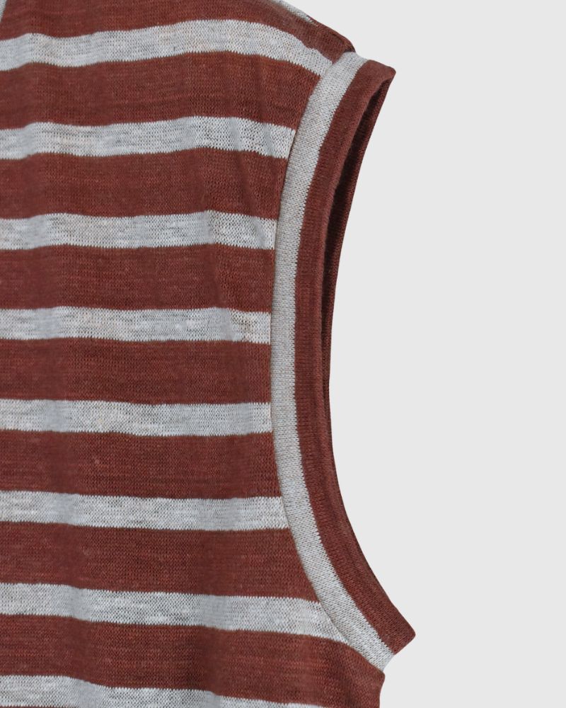 Border Tank Top in Brown/Natural