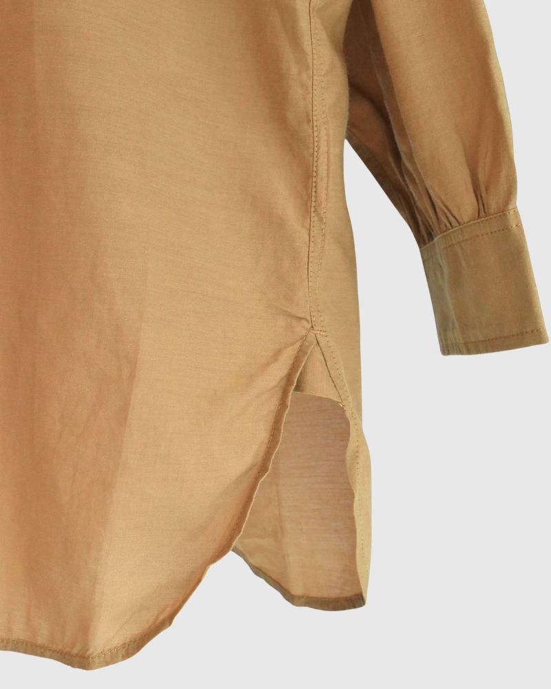 BANGALORE COTTON/SILK PLAIN PULLOVER SHIRT in MustardYellow