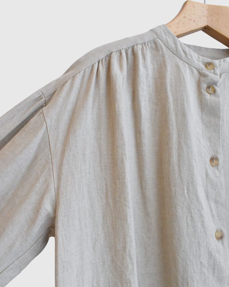 Camille Band Collar Shirt in Natural