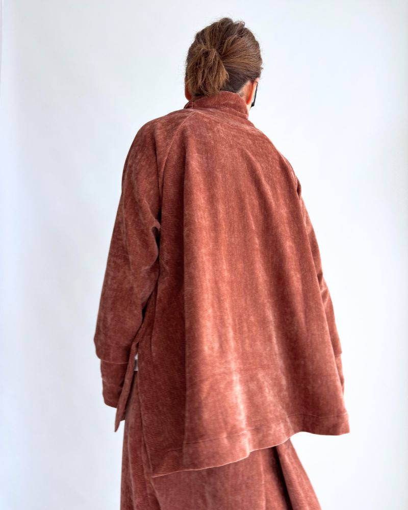 High-neck flared design top 'BONI' in Teracotta