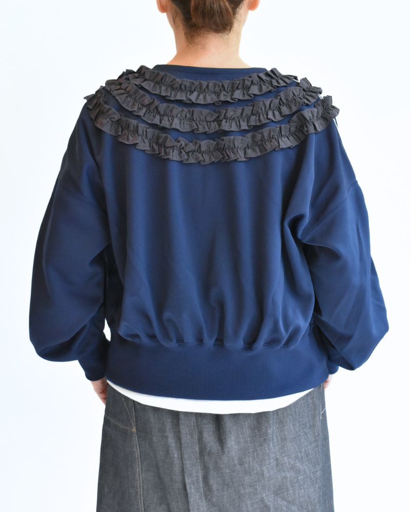 Track Frill Cardigan in Navy